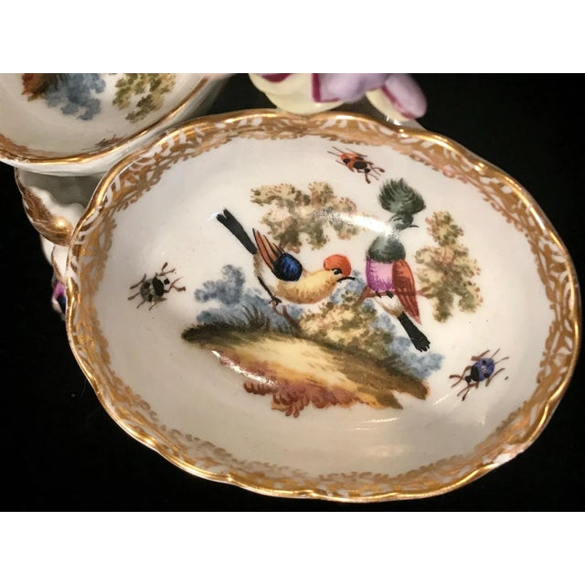 KPM Porcelain 19th Century Antique KPM Berlin Porcelain Handpainted Double Salt With Cherub Figurine For Sale - Image 4 of 13