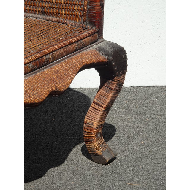Share Vintage Mid Century Wicker Barrel Back Side Chair For Sale - Image 9 of 14