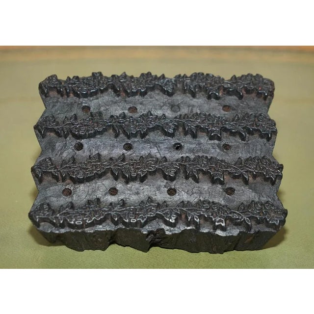 Large Antique Hand Carved Floral Printing Block for Wallpaper For Sale - Image 4 of 13