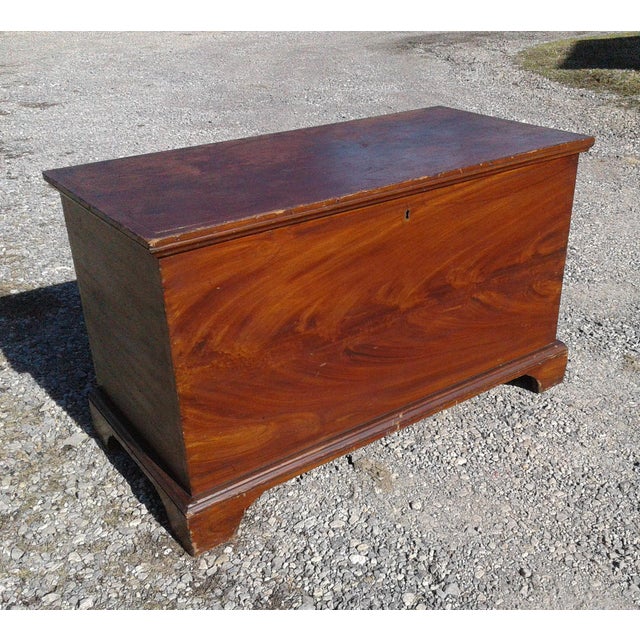 Antique Grain Painted Dovetailed Blanket Chest 1840's Era Folk Art