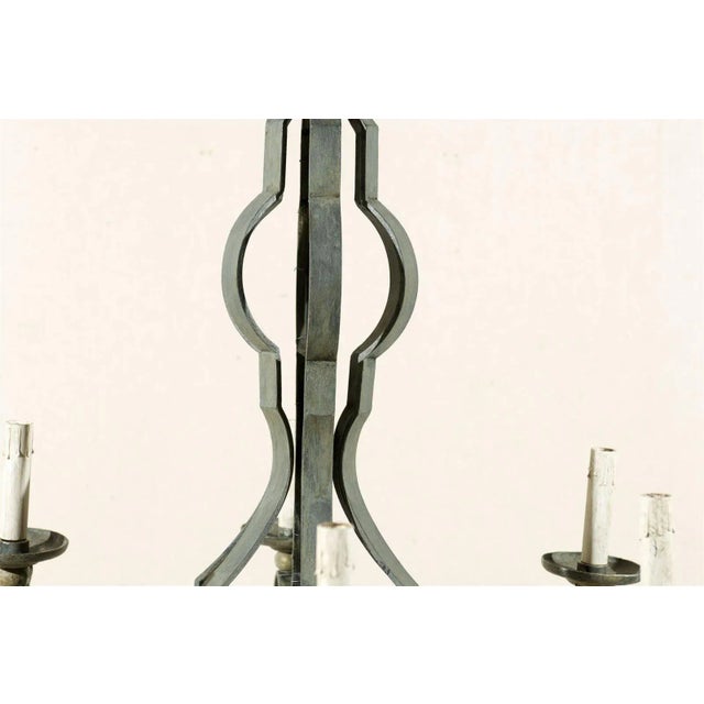 French Mid-20th Century Painted Iron Six-Light Chandelier For Sale In Atlanta - Image 6 of 11