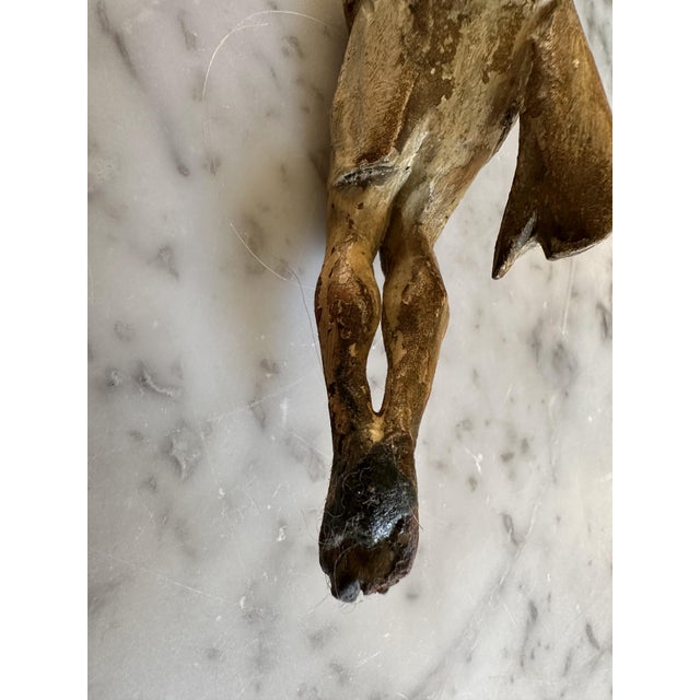 17th Century Alpine Wooden Christ Torso with Polychrome Traces For Sale - Image 9 of 15