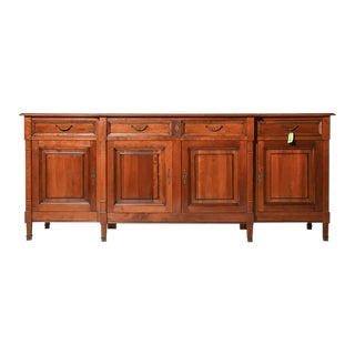 French Louis XVI Style Cherry Wood Enfilade Credenza Sideboard For Sale