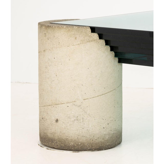 Modernist Graduated Glass Top and Concrete Coffee Table For Sale - Image 9 of 12