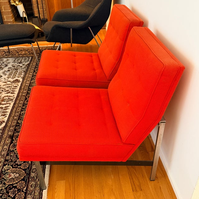 Mid-Century Modern Pair 1950s Florence Knoll Parallel Bar System Lounge Chairs, Model 51 For Sale - Image 3 of 8