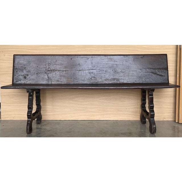 20th Century Spanish Renaissance Carved Walnut Bench Banquette "Escaño" For Sale - Image 17 of 18