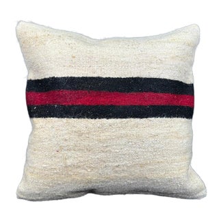 Turkish Hemp Pillow Cushion Natural Beige Black Cushion Cover 20"x20" For Sale
