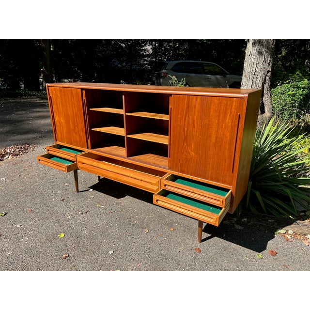 Mid-Century Modern Johannes Andersen Danish Teak Highboard Mid Century Modern, Attributed For Sale - Image 3 of 12