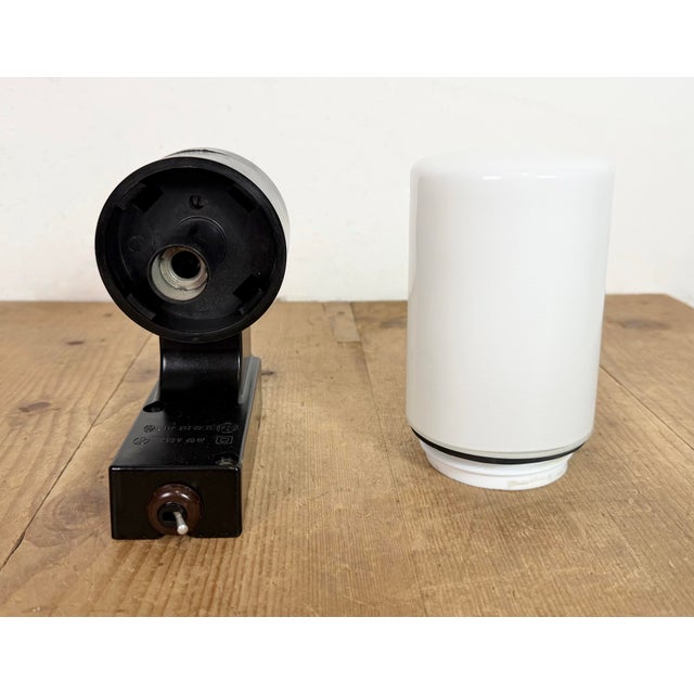 Industrial Brown Bakelite Wall Light in Milk Glass from Elektrosvit, 1960s For Sale - Image 9 of 16