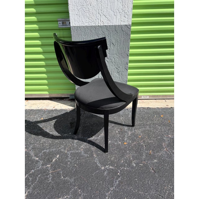 Art Deco 1980s 6 Pietro Costantini for Ello Black Dining Chairs Labelled For Sale - Image 3 of 6