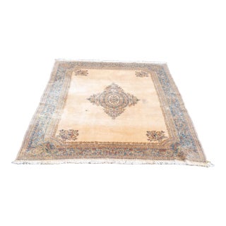 Antique Approx. 10 X 15 Creme Color Wool Room Size Oriental Rug For Sale