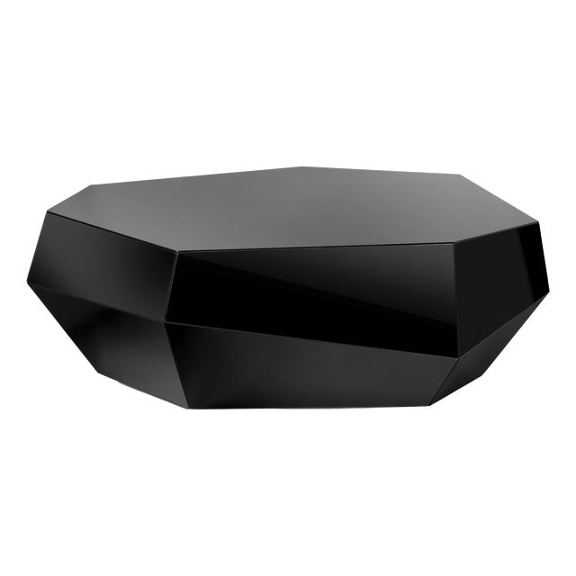 Three Rocks Low Coffee Table in Black Glass from Insidherland For Sale