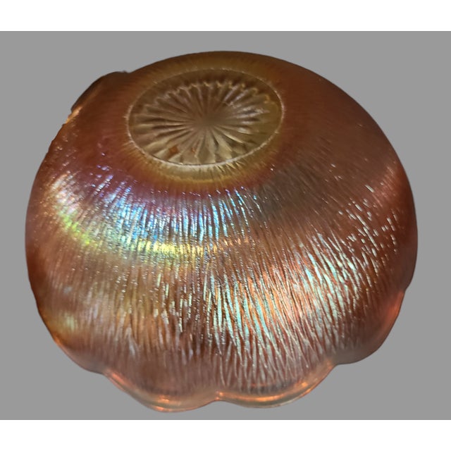 Mid 20th Century Vintage Marigold Carnival Glass Scalloped Edge Berry Dessert Bowls Set- 6 Pieces For Sale - Image 5 of 7