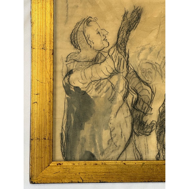 Tan Edward Casaceli (Pa Pafa) Original Charcoal Figure Drawing Sketch Rome Italy 1969 For Sale - Image 8 of 12