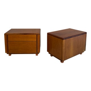 Mid-Century Italian Walnut Bedside Tables with Drawers, 1960s, Set of 2 For Sale