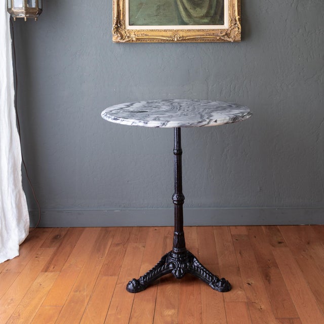 Black Antique Marble and Cast Iron French Bistro Table For Sale - Image 8 of 15