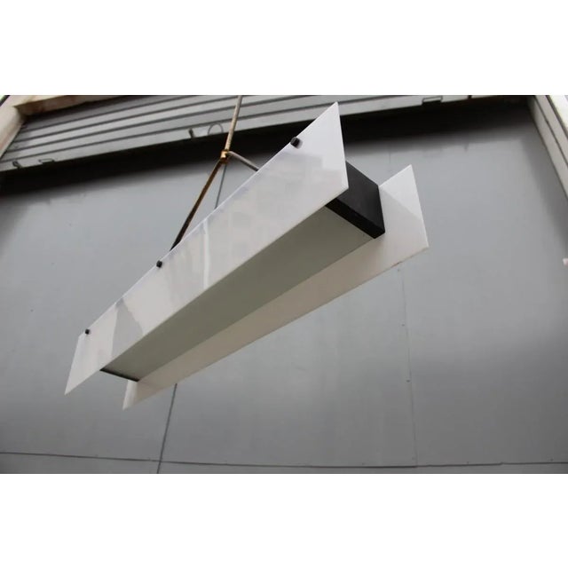 Metal Mid-Century Acrylic Glass &amp; Brass Pendant, 1950s For Sale - Image 7 of 15