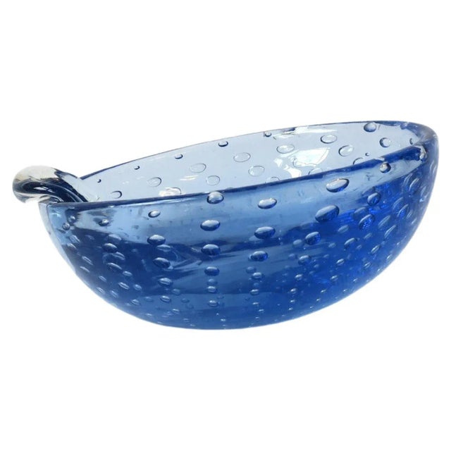 Italian Murano Blue Art Glass Bowl or Ashtray For Sale - Image 9 of 13