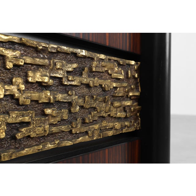 Brutalist Sculptural Wood and Brass Credenza, Italy, 1970s For Sale - Image 17 of 18