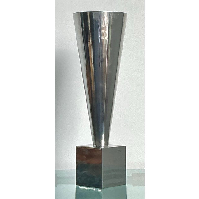 Vintage Monumental Az Cast Aluminum Cone Vase For Sale - Image 11 of 11