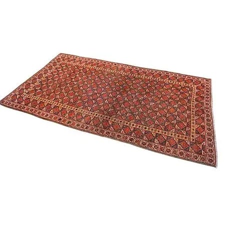Wonderful Red Color With Rhombus Geometric Design Antique Asian Ersari Beshir Rug For Sale - Image 4 of 12