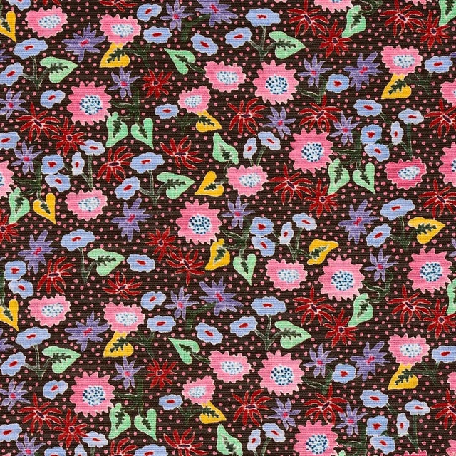 Traditional Schumacher x Happy Menocal Calico Fabric In Multi On Brown For Sale - Image 3 of 5