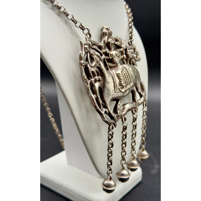 Vintage Chinese Silver Qilin Necklace For Sale In New York - Image 6 of 16