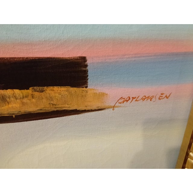 The product is an original abstract painting created by artist Batlansen in 1988. This large framed painting is made on...