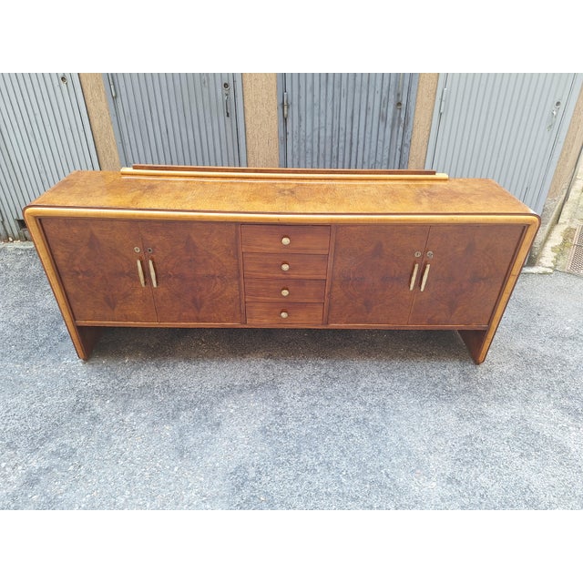 Vintage Sideboard in in Walnut Root and Maple Wood with Brass Details, 1940s For Sale - Image 4 of 18