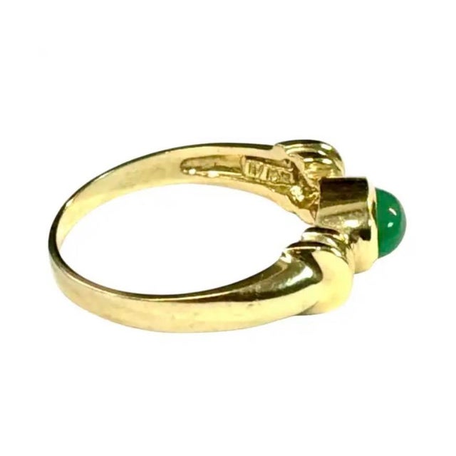 Mid 20th Century 14k Gold and Oval Jadeite Cabochon Ring For Sale - Image 5 of 6