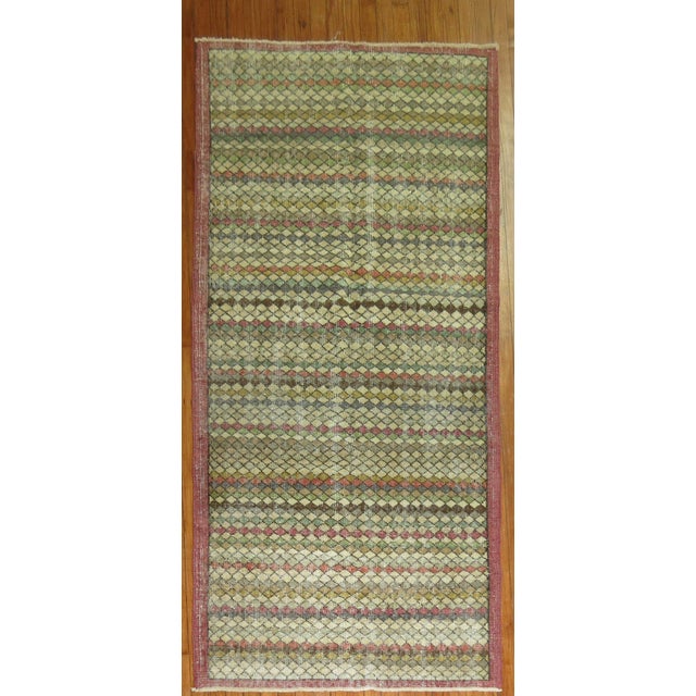 Mid 20th Century Vintage Turkish Shabby Chic Small Runner - 3'6" x 6'3" For Sale - Image 5 of 5