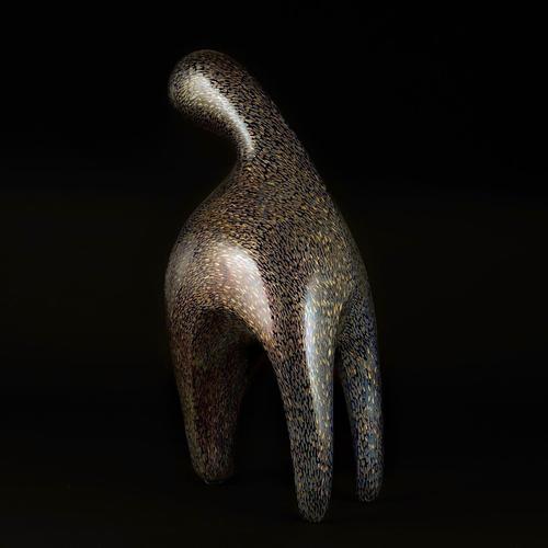 Gazelle blue, gold of the neo habitat sculptural object by caspi ceramics nl dimensions: w 41 x d 56 x h 109 cm....