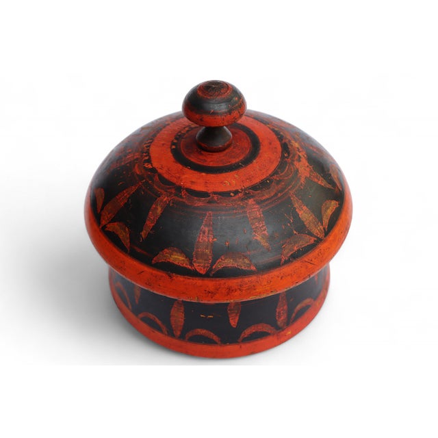 Handpainted Wooden Lacquerware Spice Box, 1950s For Sale - Image 4 of 11