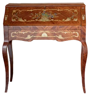 Finely Inlaid Flap Desk in Rococo Style, 1980s