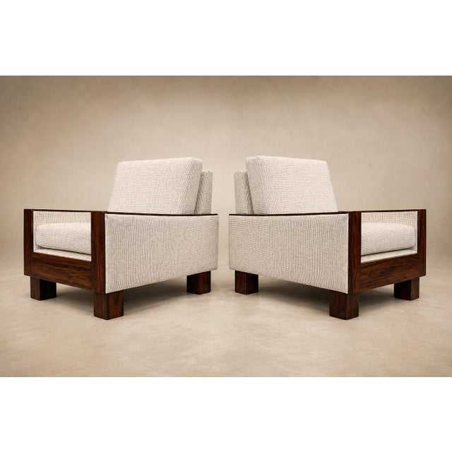 Brazilian Modern Armchairs in Rosewood & Textured Bouclé-Weave Upholstery by Celina, 1960s For Sale - Image 13 of 18