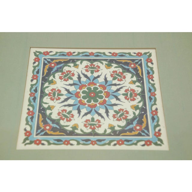 Handcrafted Turkish Iznik Style Ceramic Tile Framed 1950 For Sale - Image 4 of 8