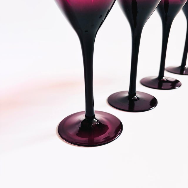 Vintage Purple Wine Glasses - Set of 4 For Sale In San Francisco - Image 6 of 7