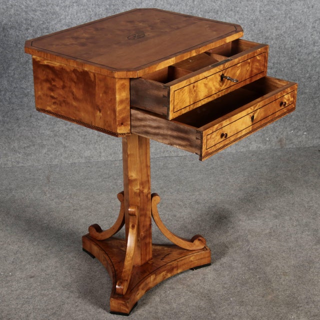 Antique Biedermeier Sewing Table in Birch, 1830 For Sale - Image 10 of 18