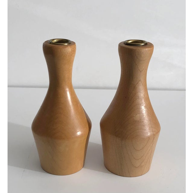 Pair of Artisan Maple Candle Holders by Ron Peterson For Sale - Image 6 of 6