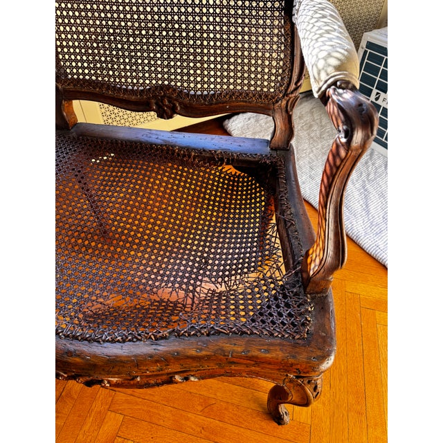 Pair of Original 18th Century Antique Regence Fauteuil Arm Chairs in Beechwood For Sale - Image 15 of 18