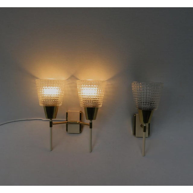 Wall Lights in Brass and Beige, 1950s, Set of 2 For Sale - Image 10 of 18