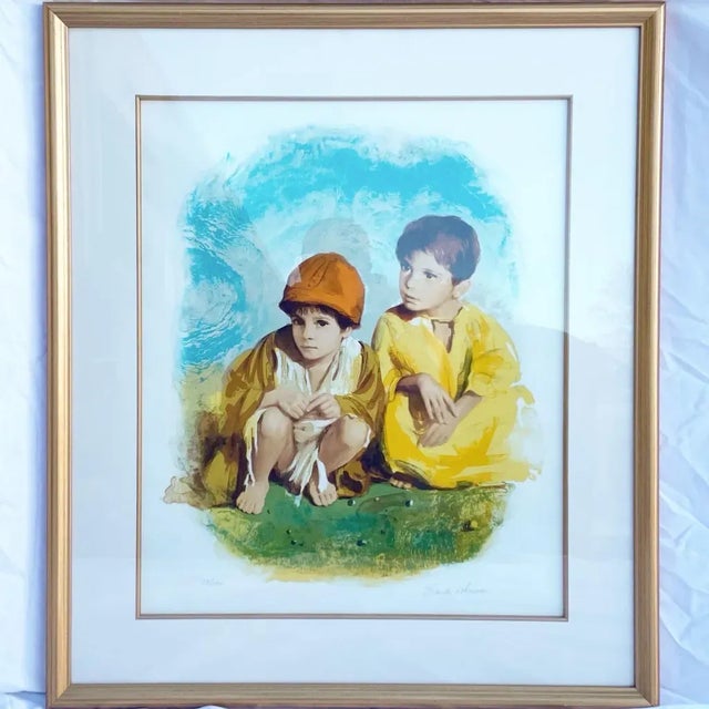 Two Children, Framed and Signed Lithograph 33/250 by Sandu Liberman For Sale In Miami - Image 6 of 6