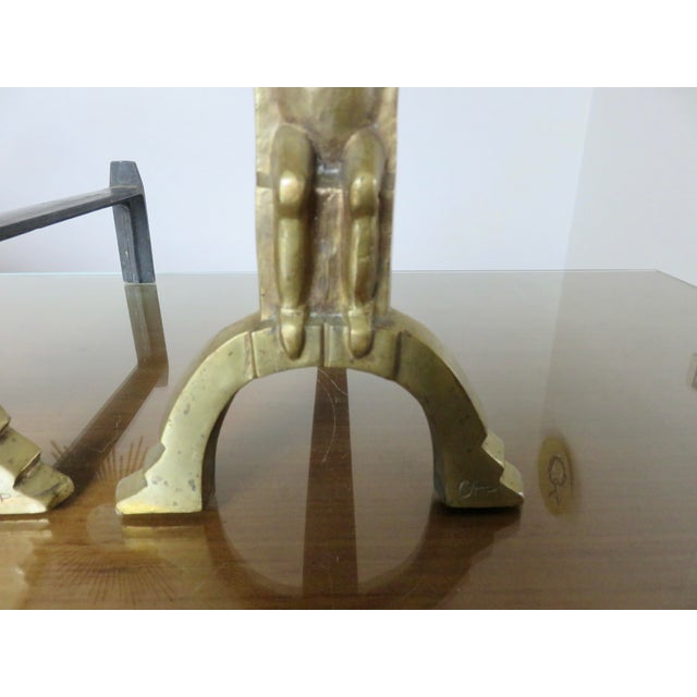 Andirons in Gilt Bronze by Anton Prinner, 1930s, Set of 2 For Sale - Image 6 of 12