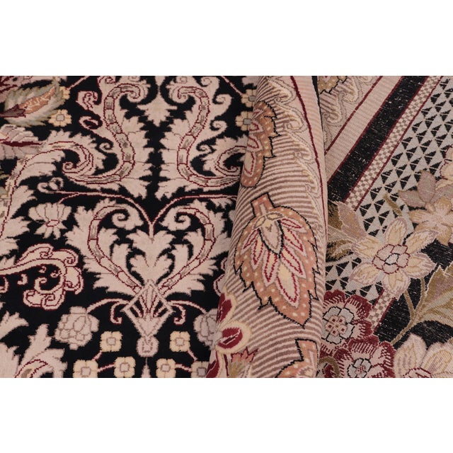 Textile Elegant Shabby Chic 1990's Pak-Persian Black/Beige Wool Rug - 9'0'' X 13'0'' For Sale - Image 7 of 9
