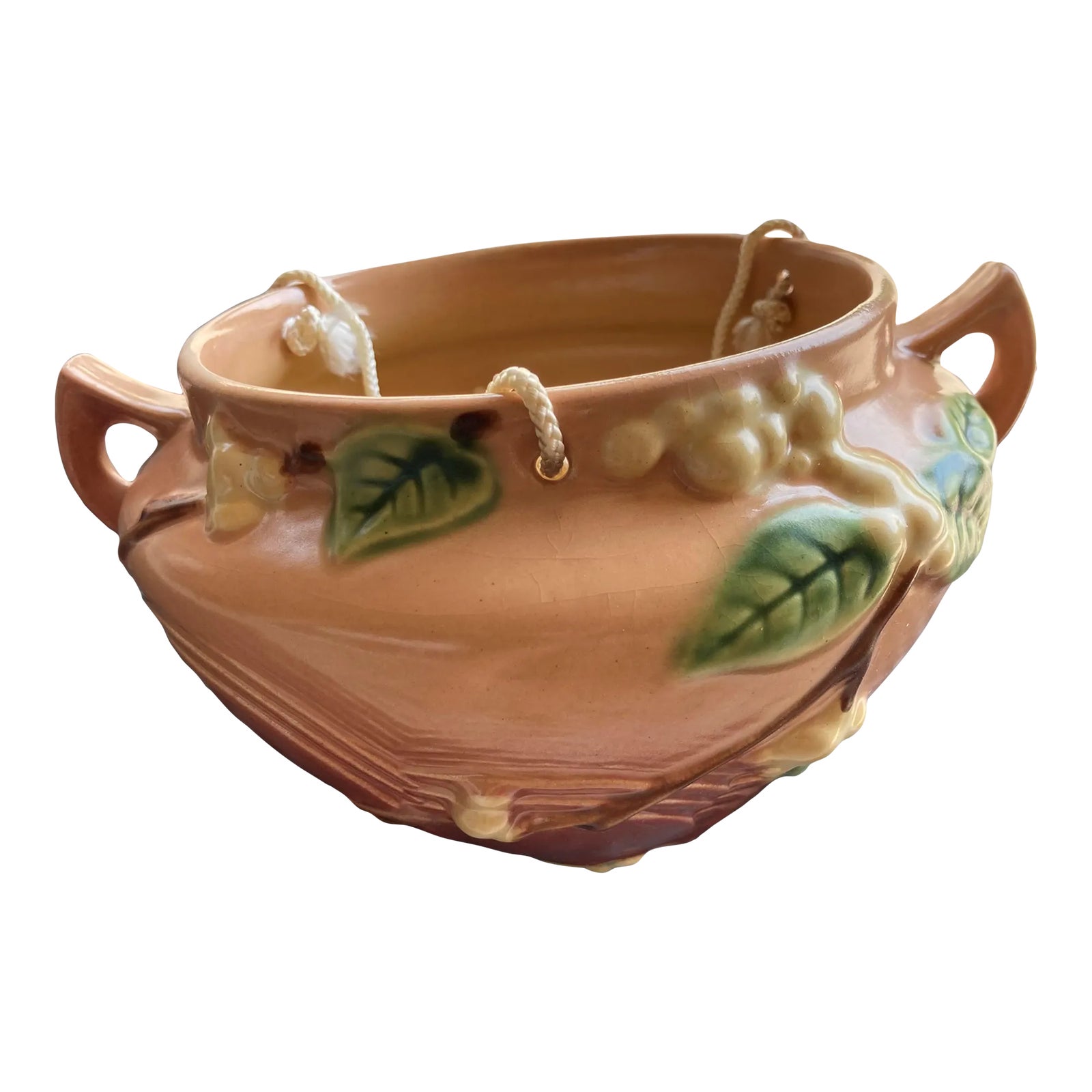 Circa 1947 the Roseville Pottery Snowberry Hanging “Basket