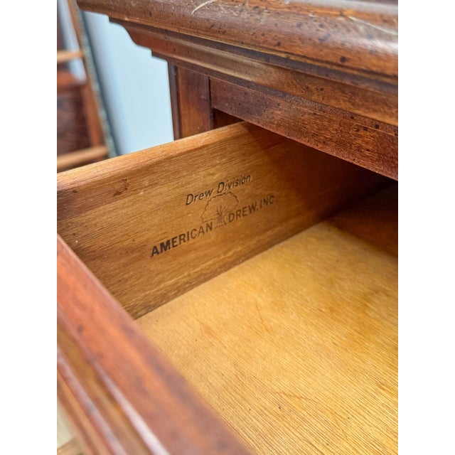 Vintage Dresser American Drew Nine Drawer Lowboy Traditional Brass Hardware For Sale - Image 18 of 18