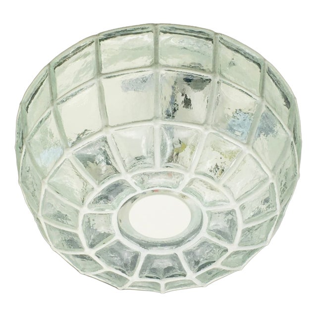 Mid-Century Modern White Iron and Glass Flush Mount from Limburg, Germany, 1970s For Sale