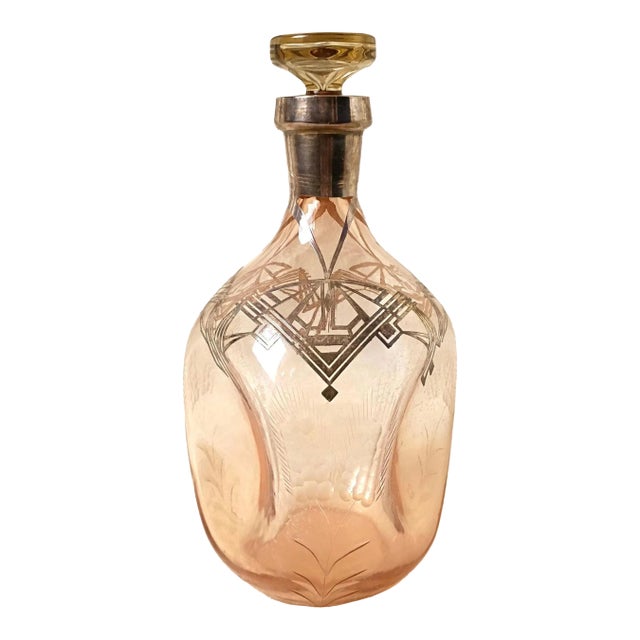 1930s Hollywood Regency Pink Cambridge Glass Gin Decanter For Sale