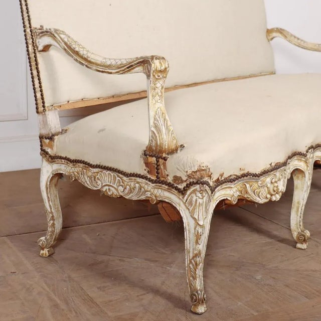 Cream French Canape Sofa, 1890s For Sale - Image 8 of 11