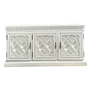 Vintage Chinese Chippendale Fretwork Credenza For Sale